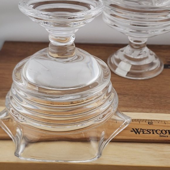 2) Partylite Sundae Pillar Candle Holder P7626 heavy crystal glass - Picture 15 of 16